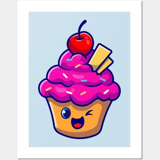 Cute Cup Cake Cartoon Posters and Art